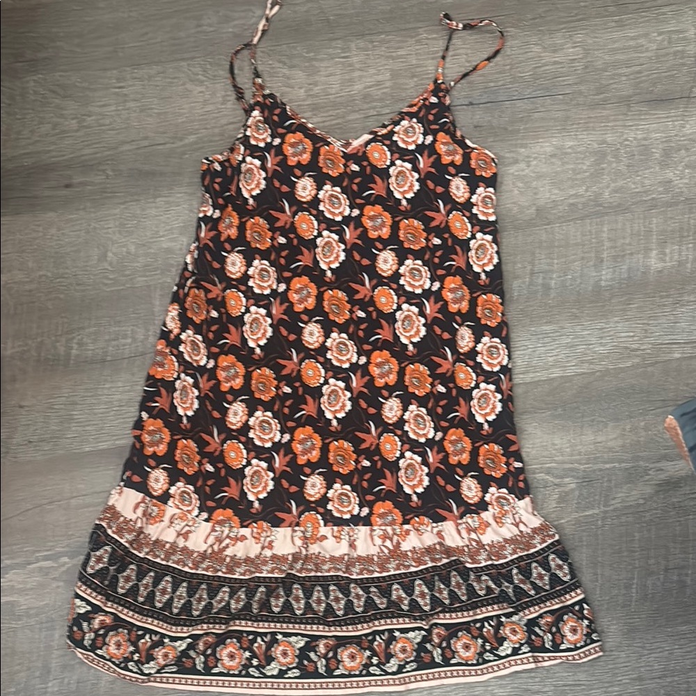 SHEIN Floral Dress - Black and Orange